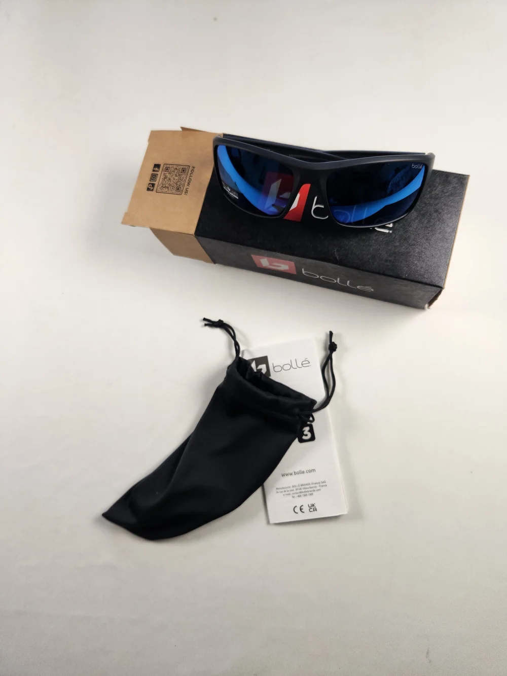 bolle Men's Black Frame Sunglasses with Blue Mirrored Lenses